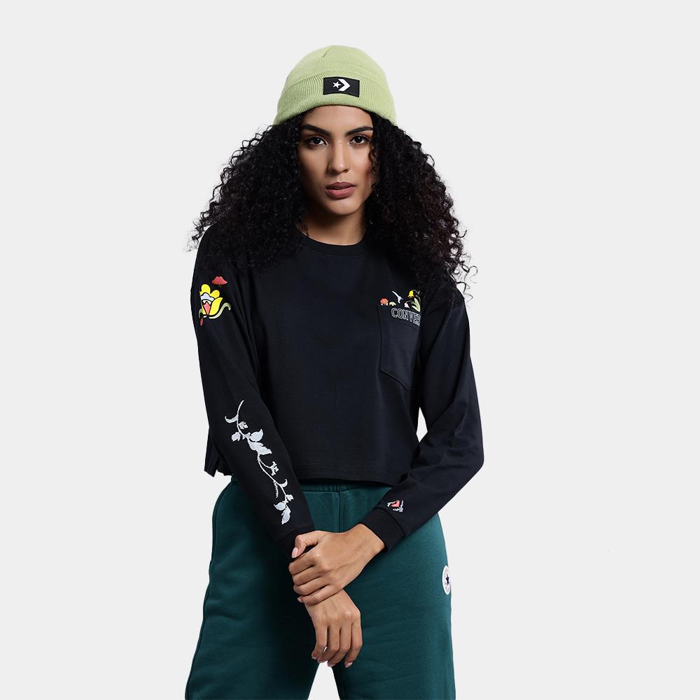 Graphic Crew Top Black