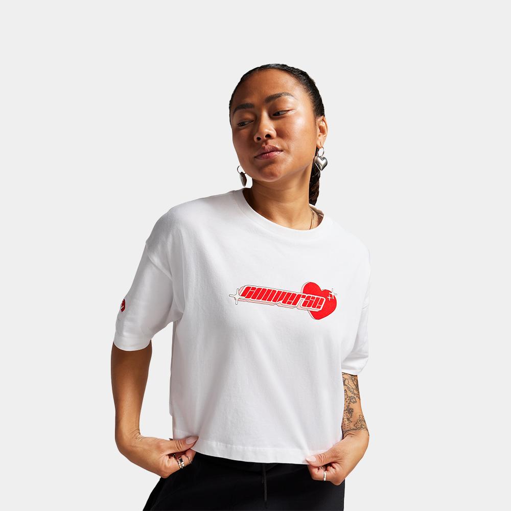 Y2K Heart Cropped Oversized T-Shirt