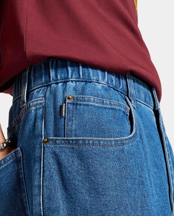 Open Hem Baggy Denim Pants