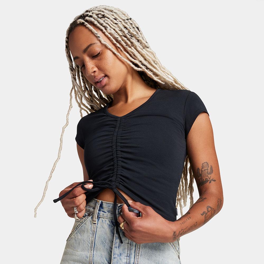 Drawstring Ruched Short Sleeve Top