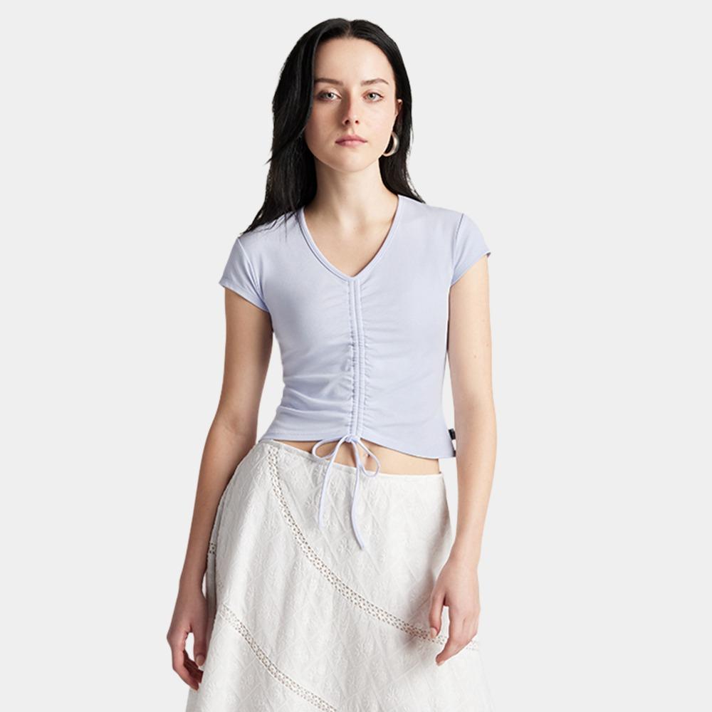 Drawstring Ruched Short Sleeve Top