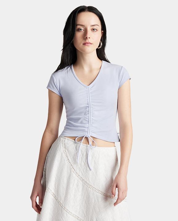 Drawstring Ruched Short Sleeve Top