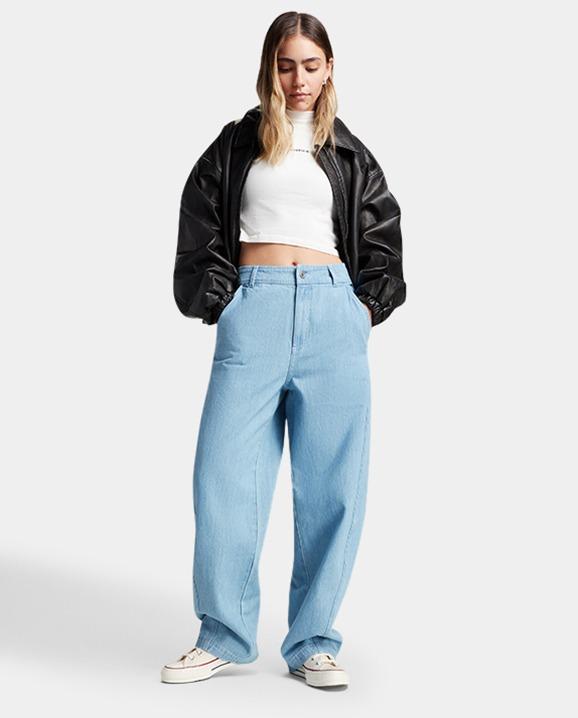 Woven Denim Barrel Pants