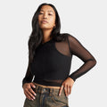 Sheer Mesh Long-Sleeve Top
