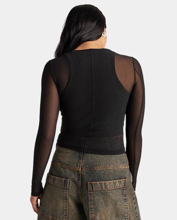 Sheer Mesh Long-Sleeve Top