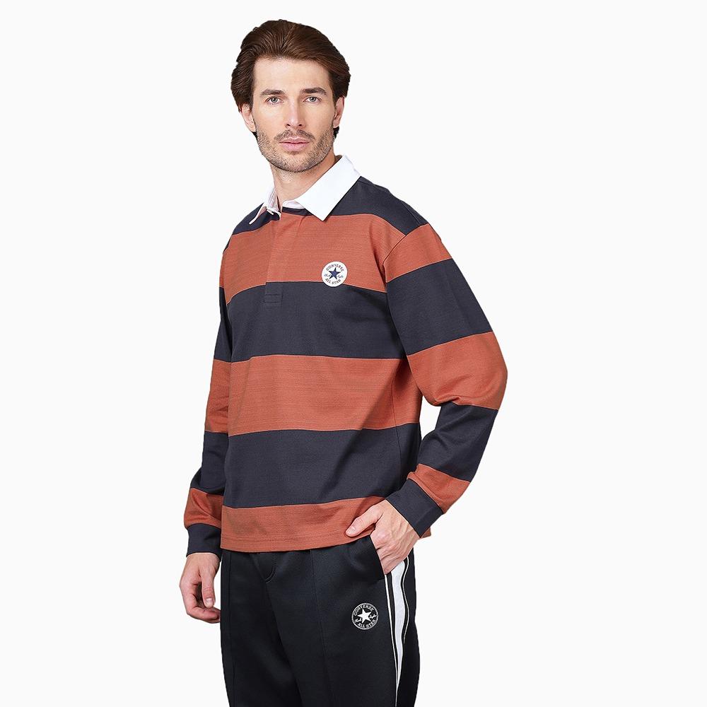 Rugby Striped Long Sleeve Polo T-shirt