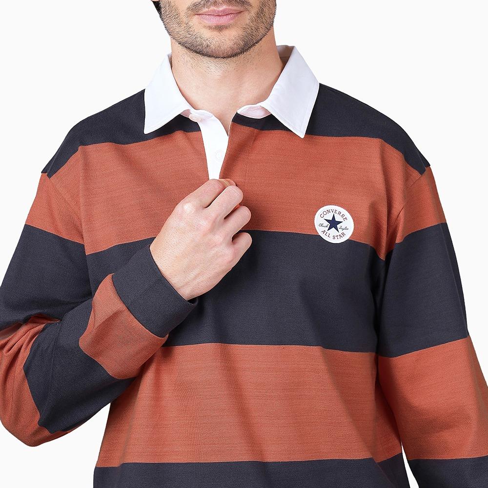 Rugby Striped Long Sleeve Polo T-shirt