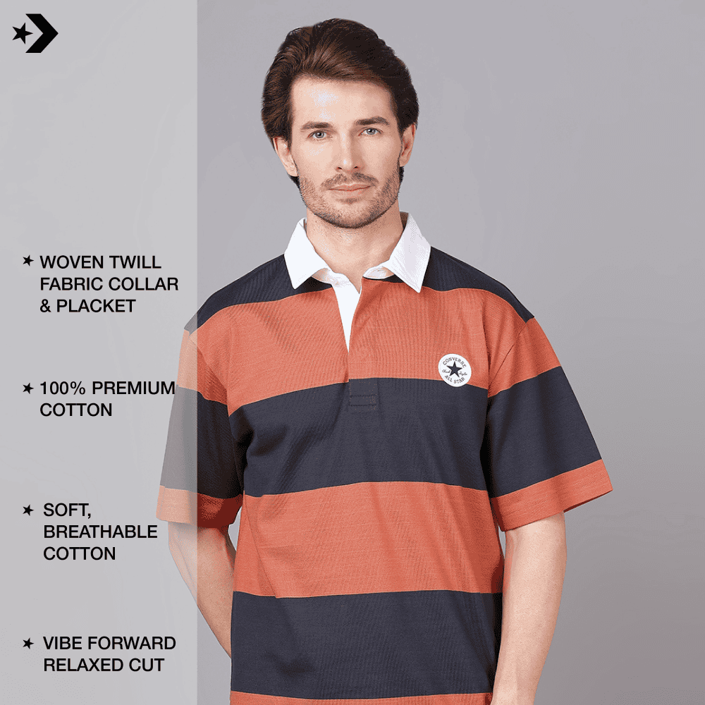 Rugby Striped Short Sleeve Polo T-shirt