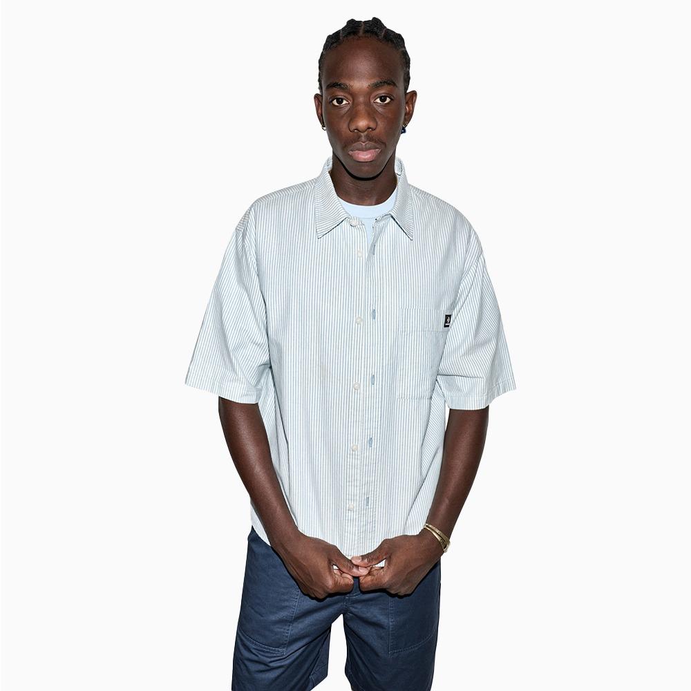 Script Chevron Short-Sleeve Oxford Shirt