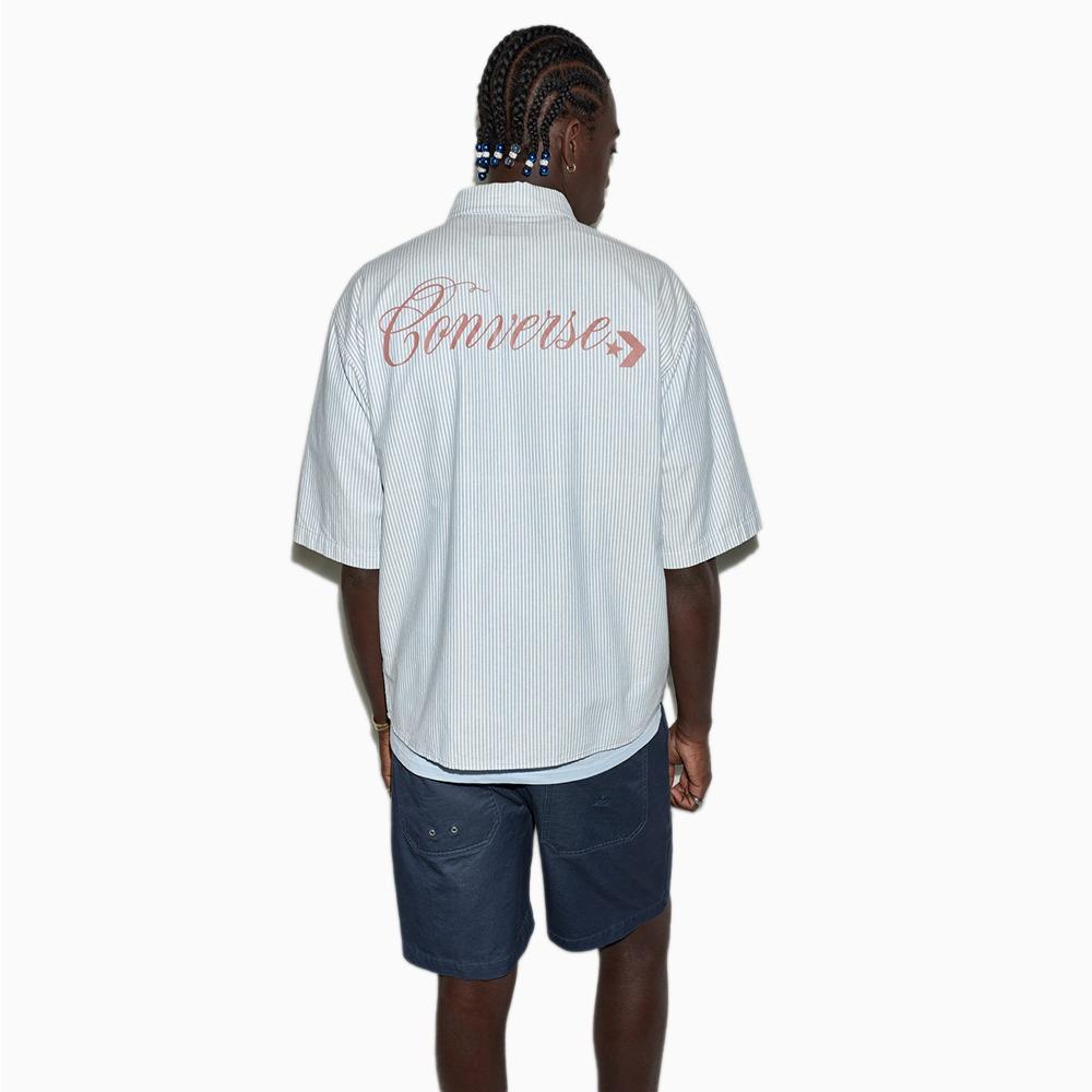 Script Chevron Short-Sleeve Oxford Shirt