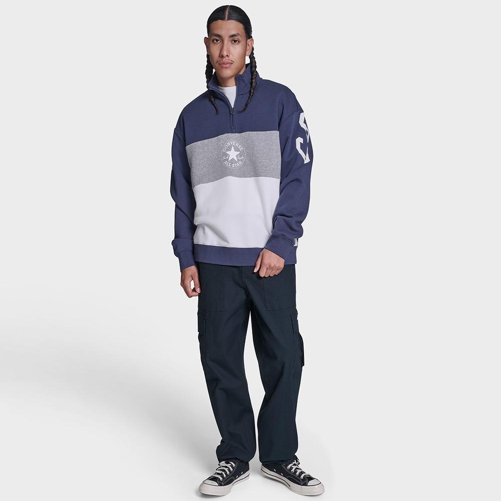 Retro Stripe Relaxed Quarter-Zip Sweatshirt